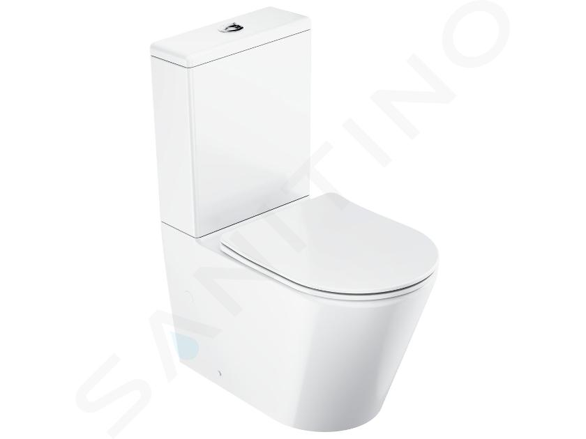 Ravak - WC monobloc cu capac SoftClose, scurgere vario, umplere laterală, RimOff, alb X01872