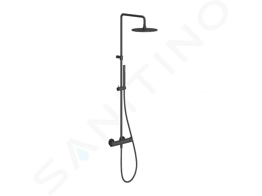 Ravak Espirit - Set de douche avec thermostat, diamètre 25 cm, noir mat X070496
