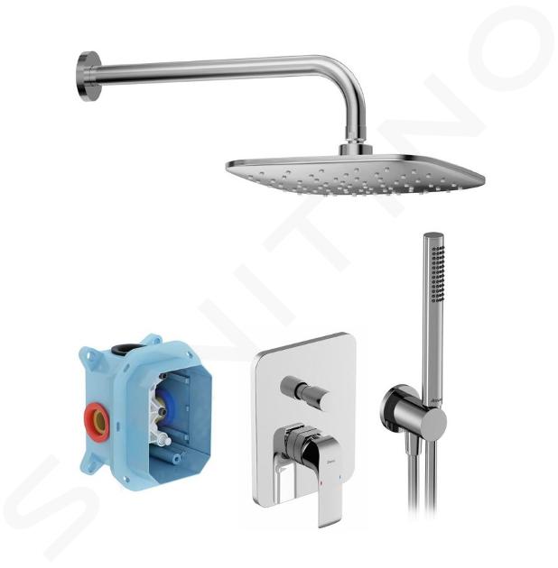 Ravak Flat - Set de douche avec mitigeur encastré, corps d’encastrement, 25x25 cm, chrome X07S070