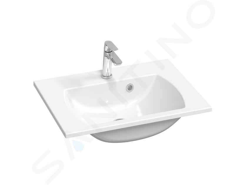 Ravak Classic Slim - Umyvadlo 60x45 cm, s přepadem, s otvorem pro baterii, bílá XJX01160004