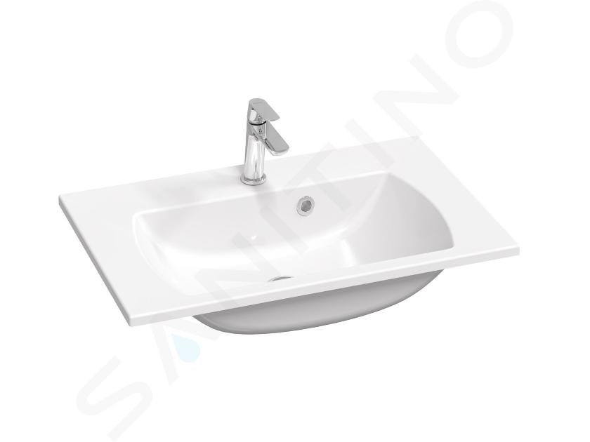 Ravak Classic Slim - Lavabo 70x45 mm, avec trop-plein, trou pour robinetterie, blanc XJX01170001