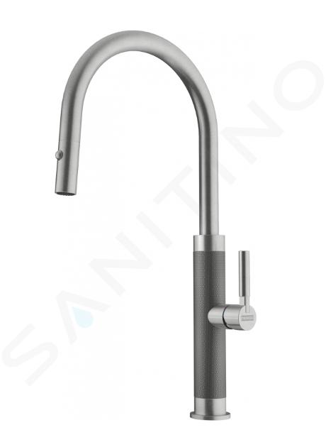 Franke Mythos Masterpiece - Grifo de fregadero FG 1554.501, con ducha extraíble, acero inoxidable 115.0711.554