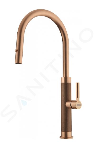 Franke Mythos Masterpiece - Grifo de fregadero FG 1554.505 con ducha extraíble, cobre 115.0711.557