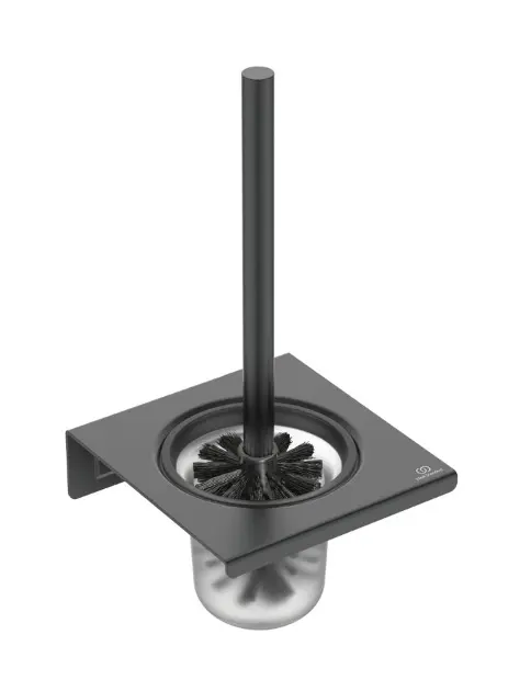 Ideal Standard ALU+ - WC-Bürste wandmontiert mit Halter, mattiertes Glas/seidenschwarz BD593XG