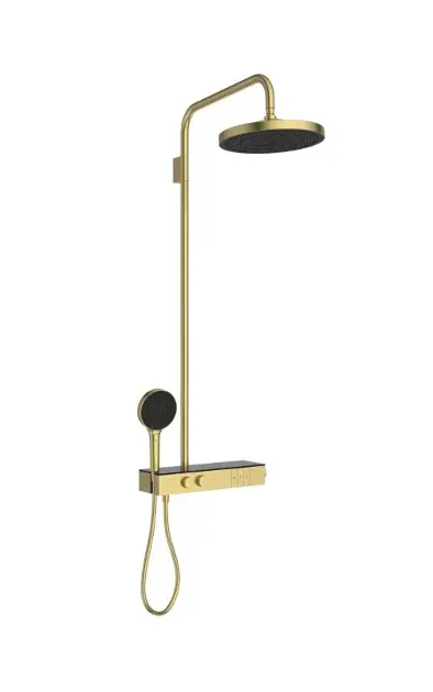 Ideal Standard Ceratherm Solos - Sprchový set s termostatom, priemer 30 cm, 3 prúdy, kefované zlato A7882A2