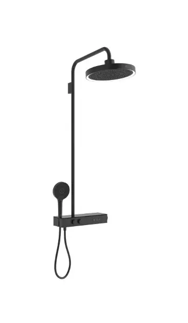 Ideal Standard Ceratherm Solos - Sprchový set s termostatom, priemer 33 cm, 3 prúdy, s LED osvetlením, hodvábna čierna A7883XG