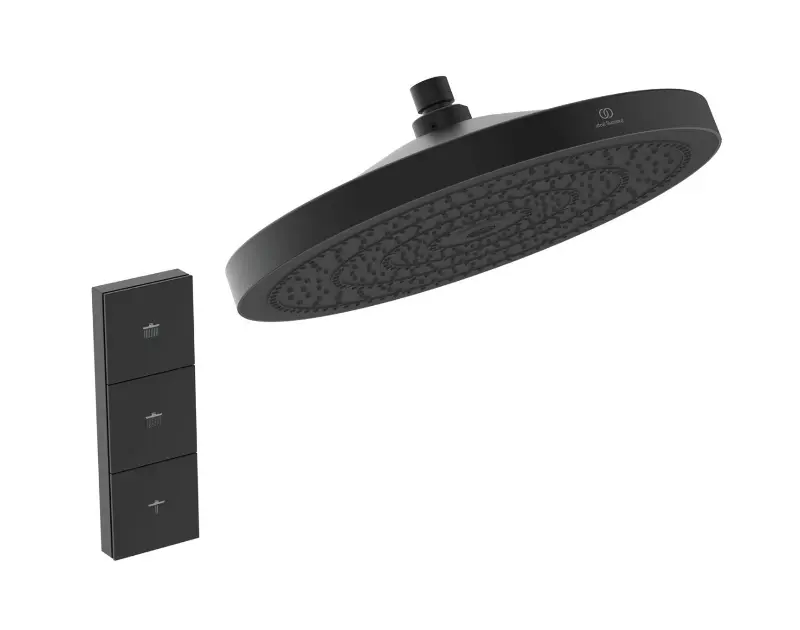 Levně Ideal Standard Idealrain Solos - Hlavová sprcha, průměr 30 cm, 3 proudy, hedvábná černá A7889XG
