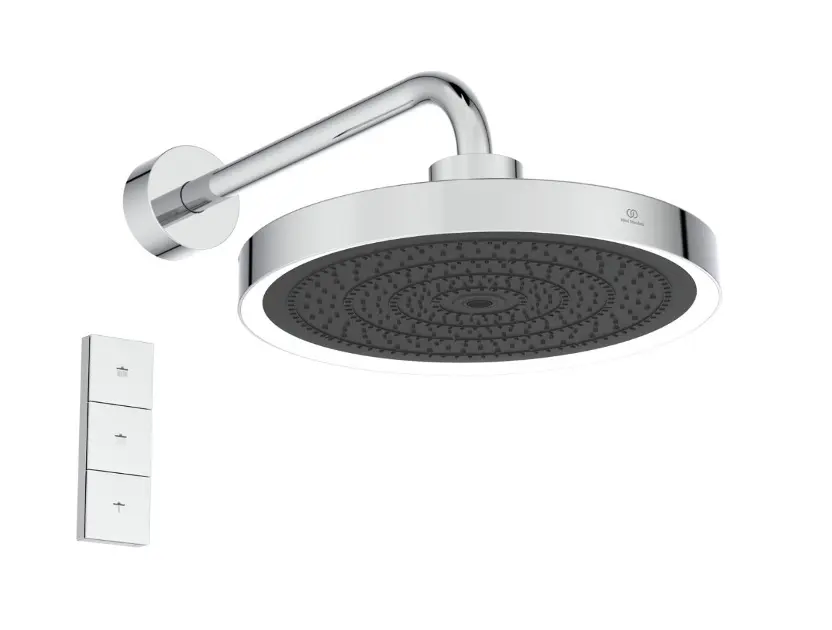 Levně Ideal Standard Idealrain Solos - Hlavová sprcha s připojením, průměr 33 cm, 3 proudy, s LED osvětlením, chrom A7890AA