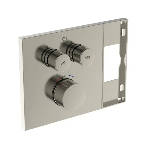 Levně Ideal Standard Ceratherm Navigo Solos - Termostatická baterie pod omítku, pro 2 spotřebiče, Silver Storm A7894GN