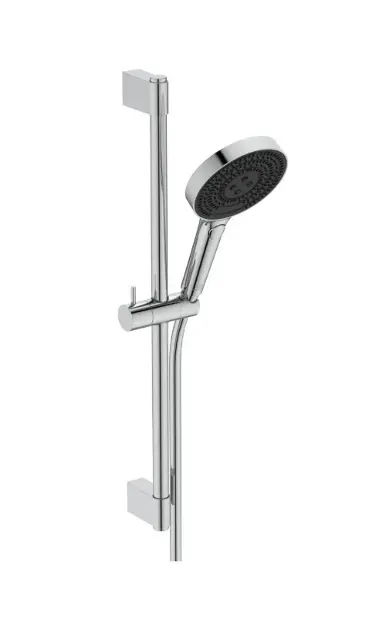 Ideal Standard Idealrain Solos - Set doccetta, asta e flessibile, 3 getti, Ecoflow, cromo A7897AA