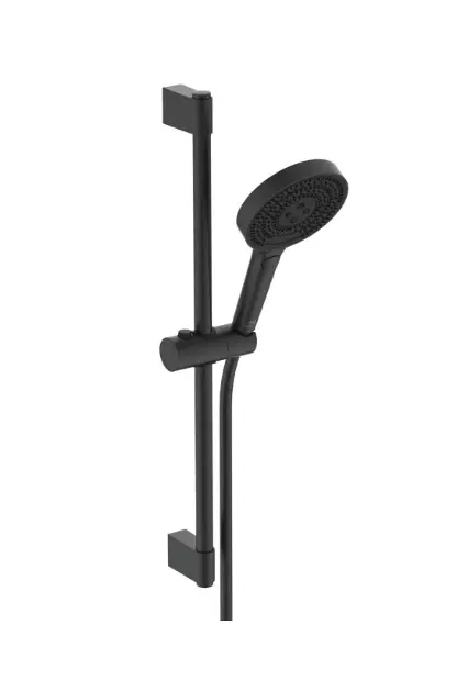 Levně Ideal Standard Idealrain Solos - Set sprchové hlavice, tyče a hadice, 3 proudy, EcoFlow, hedvábná černá A7897XG