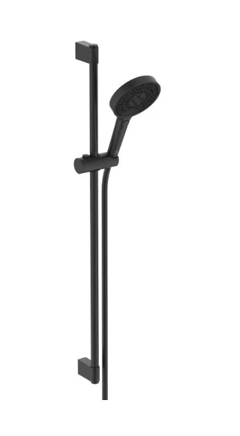 Levně Ideal Standard Idealrain Solos - Set sprchové hlavice, tyče a hadice, 3 proudy, EcoFlow, hedvábná černá A7898XG