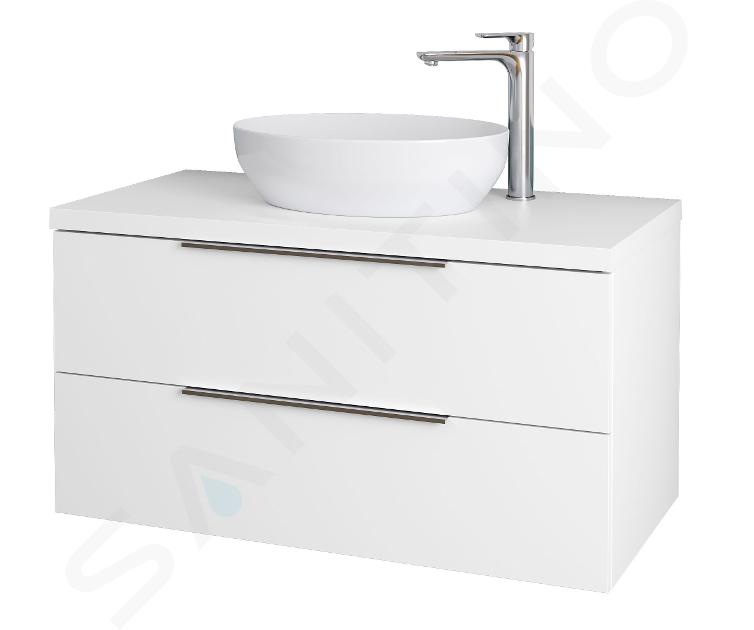 kielle Idolio - Mobiletto con piano sottolavabo 100x54x50 cm, con foro, bianco lucido 50024100