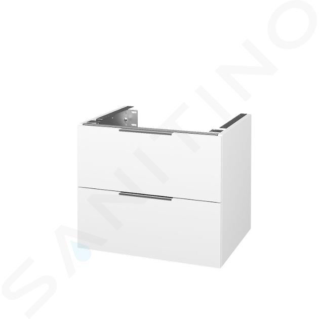 kielle Idolio - Mueble lavabo 60x50x50 cm, blanco brillante, tiradores plateados 50024600