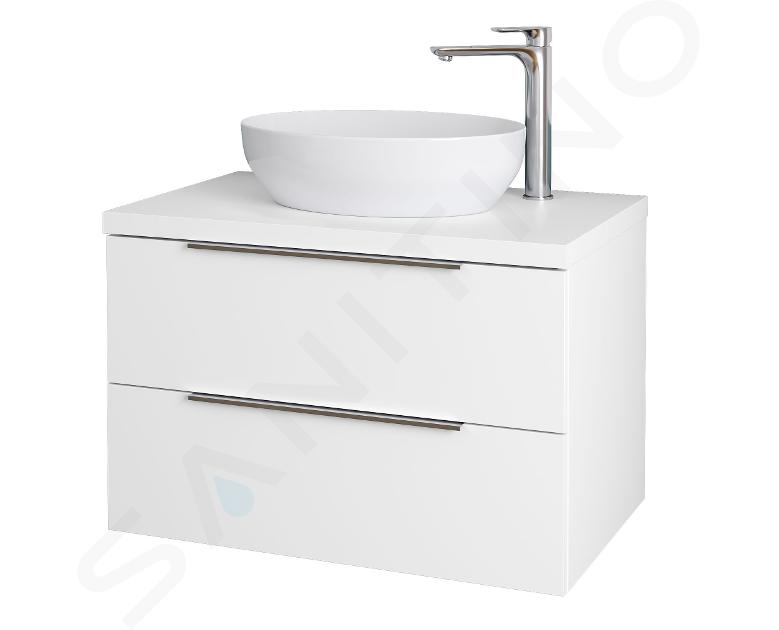 kielle Idolio - Mobiletto con piano sottolavabo 80x54x50 cm, con foro, bianco lucido 50024800