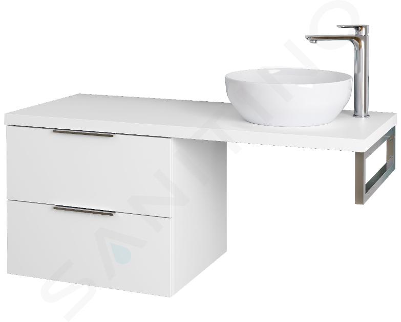 kielle Idolio - Mobiletto 60x50x50 cm, con supporto e piano forato per lavabo 120 cm, bianco lucido 50024S120