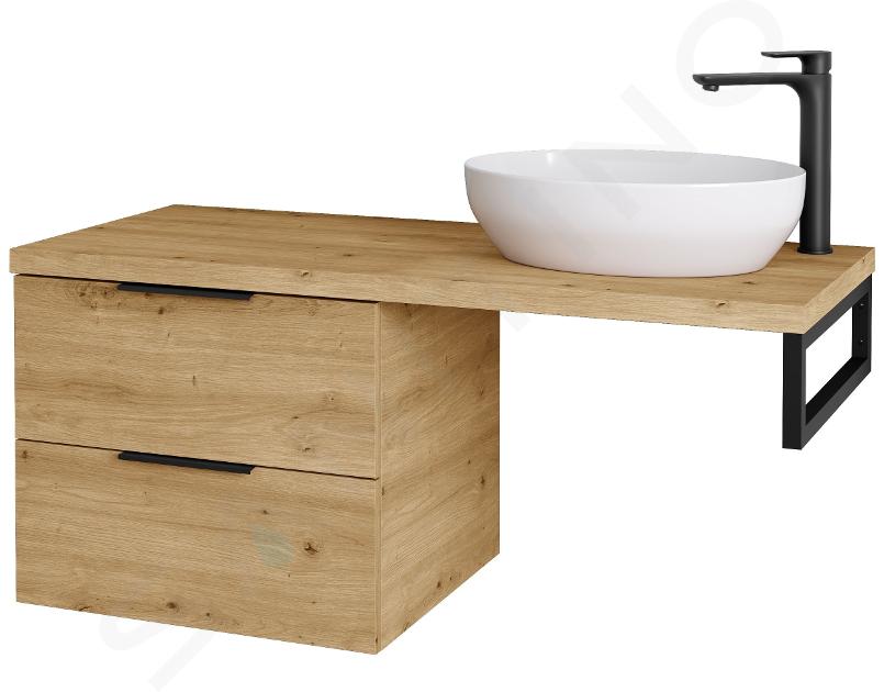 kielle Idolio - Mobiletto 60x50x50 cm, con supporto e piano forato per lavabo 120 cm, caramello 50024S121