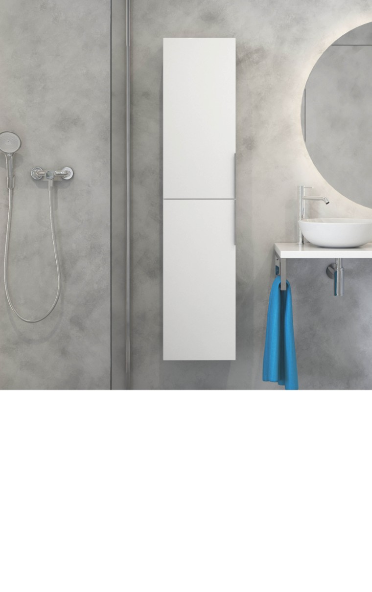 kielle Idolio - Dulap suspendat înalt 155x35x35 cm, alb lucios 50224010