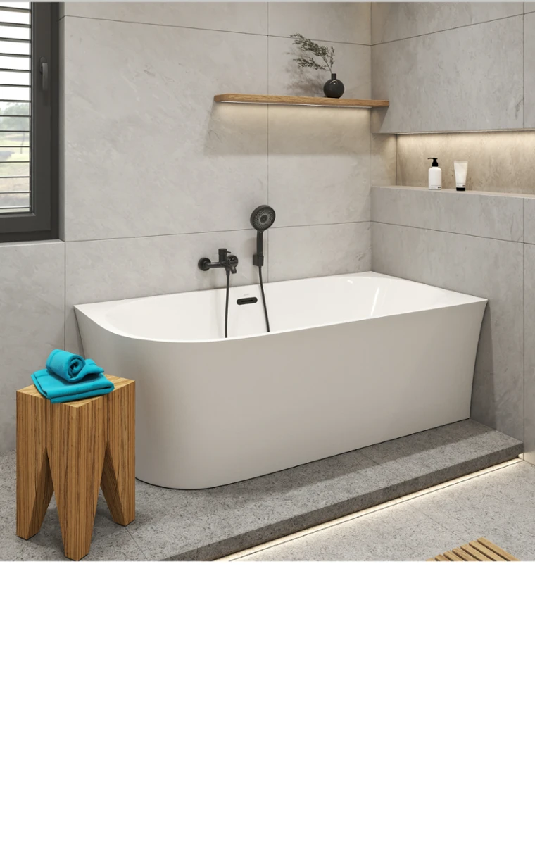 kielle Idolio - Vrijstaand hoekbad 170x80 cm, rechts, wit 1122453R0