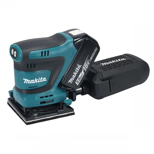 Ponceuse Vibrante Sans Fil MAKITA DBO480RTJ 18V - Format 1/4 Feuille (112x102 Mm) - Coffret Avec 2 Batteries 5,0Ah - Vitesse Variable 22000-28000 Cps/min - 8