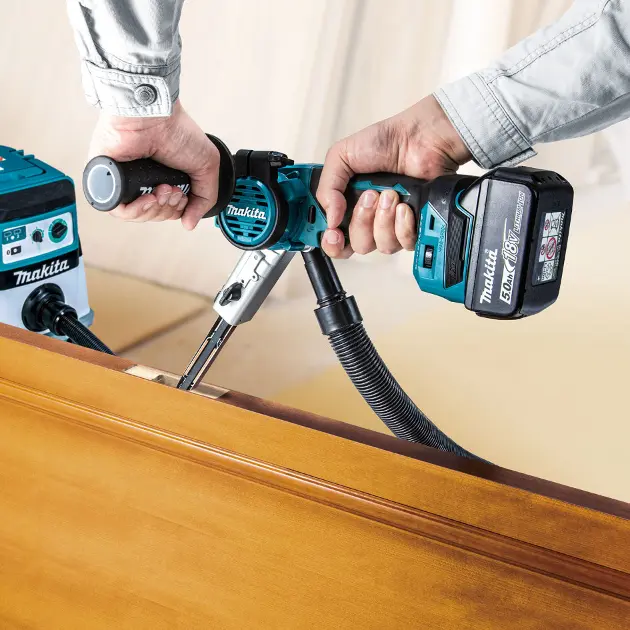 Ponceuse à Bande Sans Fil Compatible Makita 18V - 6 Vitesses (1000-1600 FPM), Bras Réglable 35° - Parfaite Pour Bois Et Métal - 9
