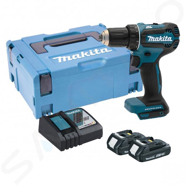 Makita Utensili - Trapano avvitatore a batteria 18V, 2x batterie da 2,0 Ah, caricabatterie DDF485RAJ