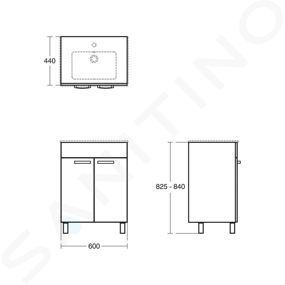 Ideal Standard Tempo - Mobiletto sottolavabo 600 x 740 x 440 mm a