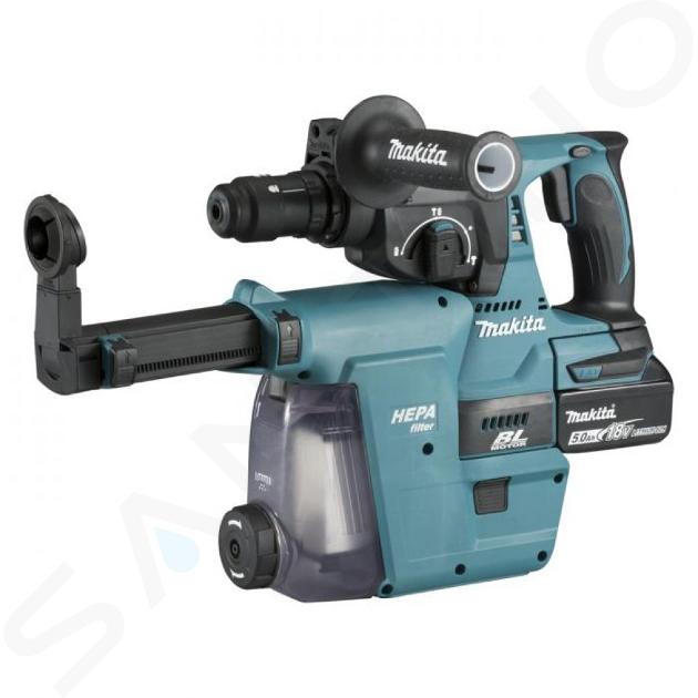 Makita Werkzeuge - Akku-Kombihammer mit integrierter Staubabsaugung, 18V, 2x 5,0 Ah Akku, Ladegerät DHR243RTJW