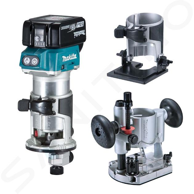 Makita Gereedschap - 18V Accu  boven-/kantenfrees 35 mm met accessoires, 2x accu's 5,0 Ah, lader DRT50RTJX2