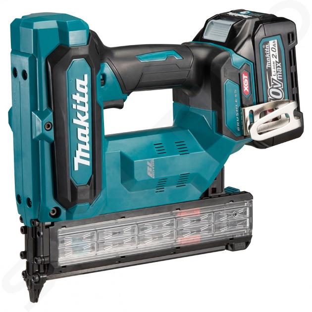 Makita Utensili - Chiodatrice a batteria 40V 15-40 mm, 2x batterie 2,0 Ah, caricabatterie FN001GA201