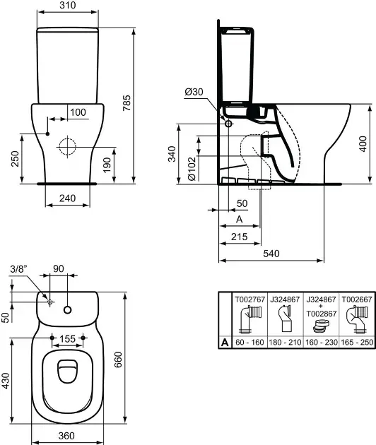 Réservoir indépendant WC, toutes dimensions