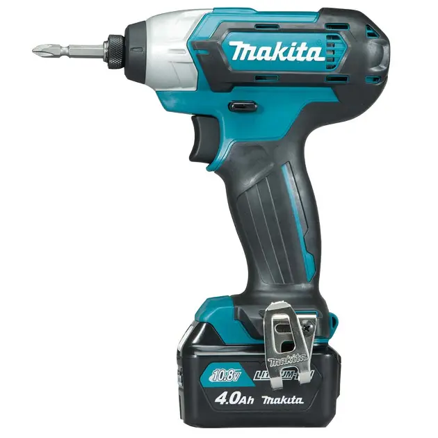 Makita Utensili - Avvitatore a impulsi a batteria 8V, 2x batterie 4,0 Ah XR, caricabatterie TD110DSME