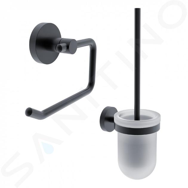 Nimco Unix - Set di accessori per WC, vetro satinato/nero opaco UNC set-94WN-90