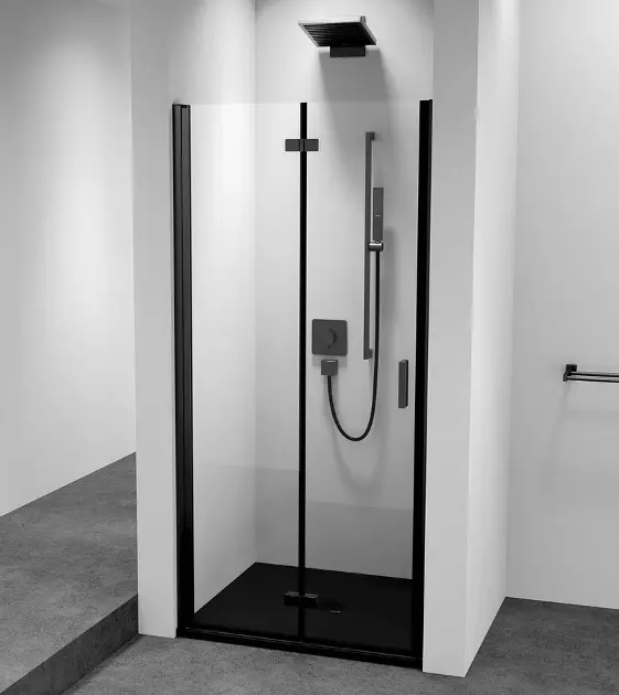 E-shop Polysan Zoom Black - Sprchové dvere 80x200 cm, ľavé, Antidrop, číre sklo/matná čierna ZL4815BL-01