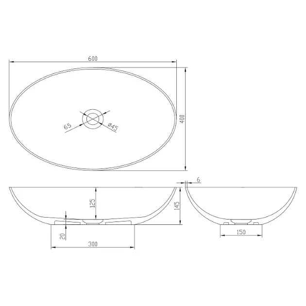 Sapho Formigo - Opbouwwastafel 60x40 cm, zonder overloop, zonder ...