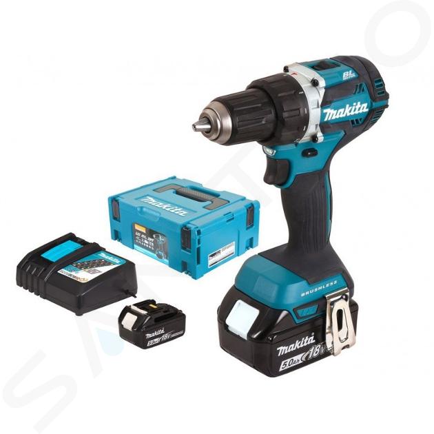 Makita Nářadí - 18V AKU vrtací šroubovák, 2x aku 5,0 Ah LXT, nabíječka DDF484RTJ