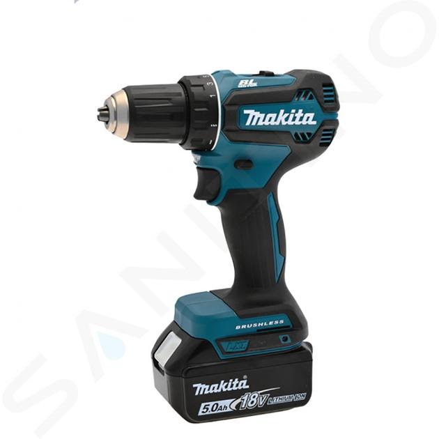 Makita Utensili - Trapano avvitatore a batteria 18V, 2x batterie da 5,0 Ah, caricabatterie DDF485RTJ