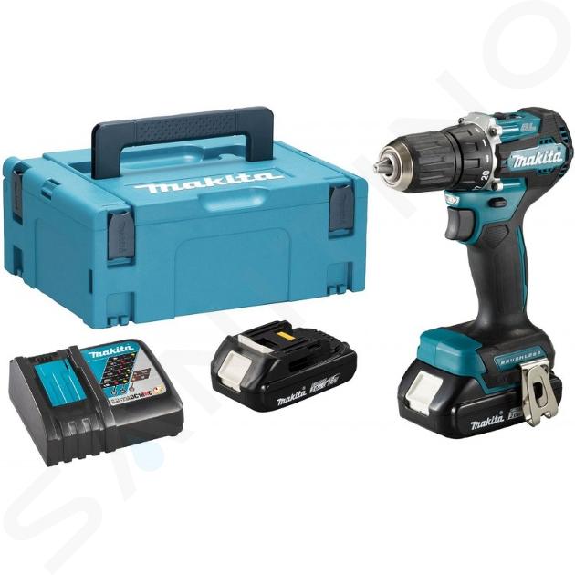 Makita Náradie - 18V AKU vŕtací skrutkovač, 2x aku 2,0 Ah LXT, nabíjačka DDF487RAJ