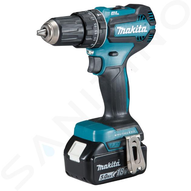 Makita Werkzeug - Akku-Schlagbohrschrauber, 18V, 2x 5,0 Ah Akkus, Ladegerät DHP485RTJ