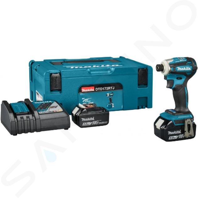 Makita Nářadí - 18V AKU rázový utahovák, 2x aku 5,0 Ah LXT, nabíječka DTD172RTJ