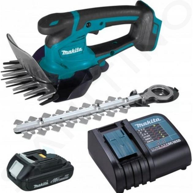 Makita Zahradní technika - 18V AKU nůžky na trávu, 1x aku 1,5 Ah LXT, nabíječka DUM111SYX