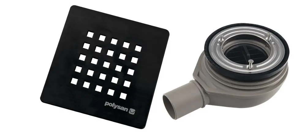 Polysan - Treneca tuš-odvod, promjer 90 mm, s poklopcem, mat crna 84999.21