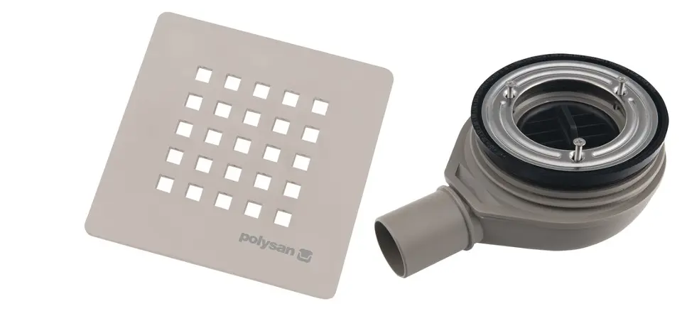 Polysan - Vaničkový sifón Treneca, priemer 90 mm, s krytkou, matná béžová 84999.81