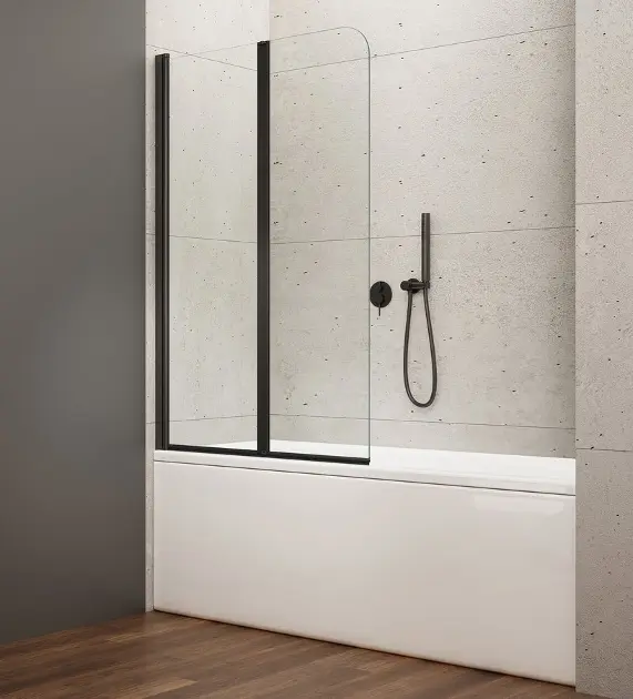 Aqualine Wila - Badewannenaufsatz 90x140 cm, zweiteilig, schwarz/Klarglas AQ5742B