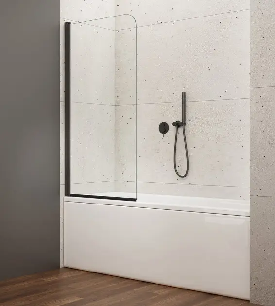 Aqualine Vilma - Badewannenaufsatz 60x140 cm, schwarz/Klarglas AQ6014B