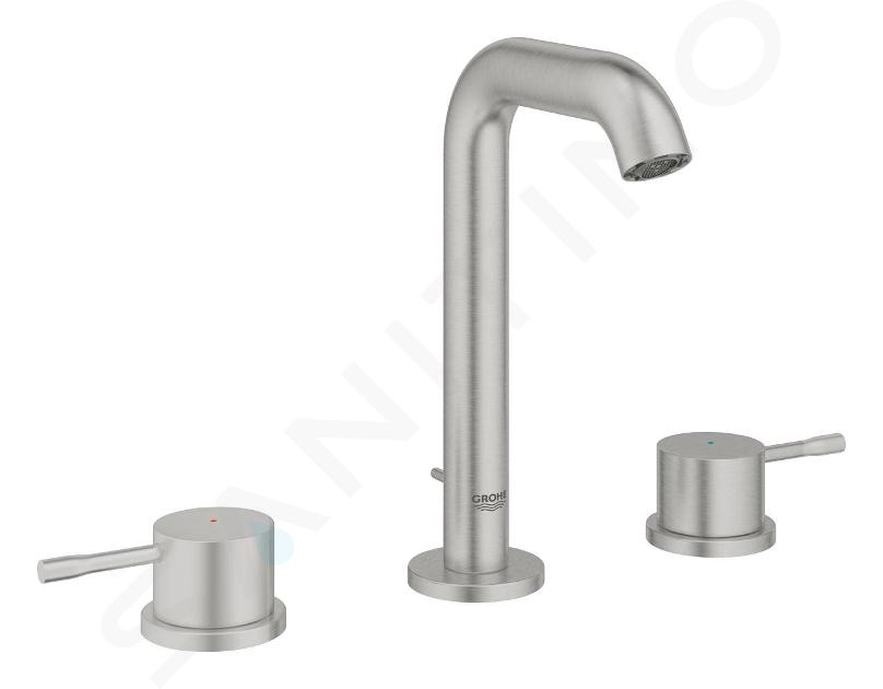 Grohe Essence - Umyvadlová baterie s výpustí, 3-otvorová instalace, supersteel 20296DC1