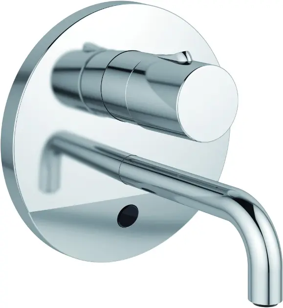 Ideal Standard CeraPlus - Mitigeur de lavabo à capteur pour montage encastré, partie 2, sortie 150 mm, contrôle de la température sur le corps du mitigeur (pile de 6 V), chrome A6147AA