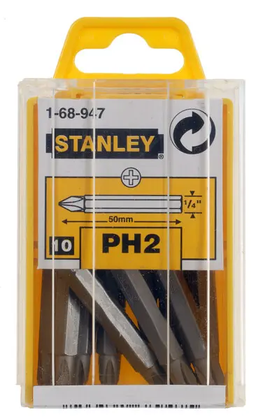 Stanley Accesorios - Juego de puntas PH2, 10 piezas 1-68-947