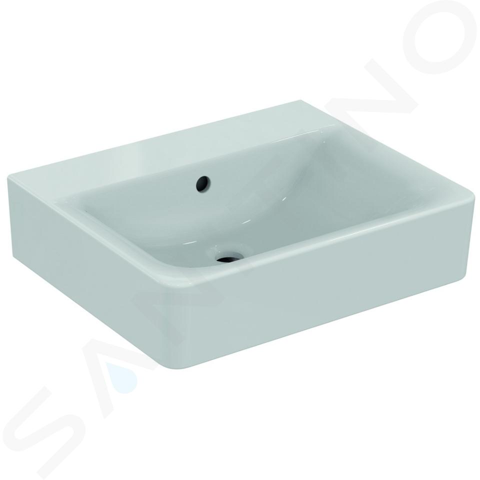 Ideal Standard Connect - Lavabo 55x18x46 cm, con troppopieno, senza foro per miscelatore, bianco E811101