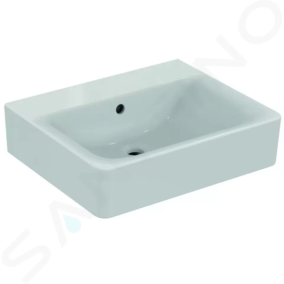 Ideal Standard Connect - Lavabo 550x175x460 mm, sans trou pour mitigeur, avec déversoir, avec Ideal Plus, blanc E8111MA